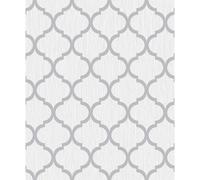 Debona Geo Wallpaper Metallic Smooth Textured Apex Triangles Trellis Diamonds - White