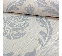 Debona Glitter Encrusted Vinyl Wallpaper Damask Ivory/Silver 9031 Full Roll