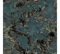 Debona Liquid Marble Teal & Gold Wallpaper 6363