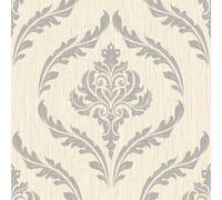 Debona Luxury Crystal Damask Ivory & Silver Wallpaper 9031