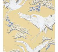 Debona Ochre Crane Bird Wallpaper Yellow Oriental Tree Smooth Vinyl Paste Wall
