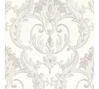 Debona Perla Damask Silver Wallpaper 9092 - Textured Italian Vinyl Glitter