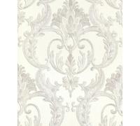 Debona Perla Heavyweight Damask Silver Textured Italian Glitter Wallpaper 9092