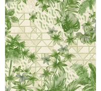 Debona Tropical Palm Leaf Textured Vinyl Wallpaper Paste The Wall Glitter Green White