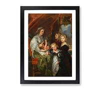 Deborah Kip With Her Children By Peter Paul Rubens Classic Painting Framed Wall Art Print, Ready to Hang Picture for Living Room Bedroom Home Office Décor, Black A4 (34 x 25 cm)