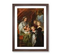 Deborah Kip With Her Children By Peter Paul Rubens Classic Painting Framed Wall Art Print, Ready to Hang Picture for Living Room Bedroom Home Office Décor, Walnut A2 (64 x 46 cm)