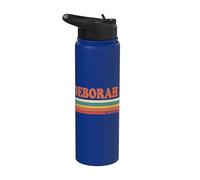 Deborah Retro Personalized First Name Vintage Stripes Stainless Steel Insulated Water Bottle