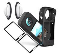 debous Sticky Lens Guard Set Silicone Case Screen Protector for Insta360 X3 X 3 Accessories Kit Anti-scratch Tempered Glass Protective Film Soft Bag Sleeve Cover