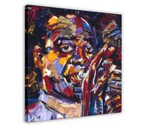 Debra Hurd's Work Artist Louis Armstrong Art Oil Painting Abstract Music Jazz Aesthetic Canvas Poster Wall Art Decor Print Picture Paintings for Living Room Bedroom Decoration Frame-style 28x28inch(70