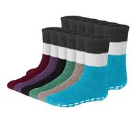 Debra Weitzner 5/6 Pairs Mens Fuzzy Socks Grip Socks Microfiber Plush Sleeping Socks Soft Anti-Skid Solid, 6 Pairs Two Tone Grips, 9-13 UK