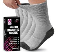 Debra Weitzner 6 Pairs Diabetic Crew Socks Reinforced Heel and Toe Non-Binding Cushion Socks for Men and Women Grey/Black Sole 10-13 , 6 Pairs Grey/Blk, 10-13