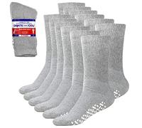 Debra Weitzner 6Pk Non-Binding Loose Fit Sock - Non-Slip Diabetic Socks for Men and Women - Crew, Ankle, Crew Socks Grey, 8-10 UK