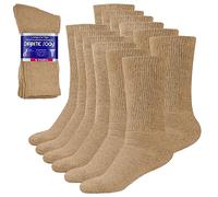Debra Weitzner Diabetic Socks For Men and Women Loose Fit Non-Binding Cotton Crew Socks 6 Pairs, 6 Pairs Beige, 9-13 UK