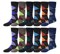 Debra Weitzner Men's Bright Argyle Colorful Argyle Socks 12 Pairs Cotton Patterned Fun Socks, Medium, Size M