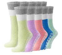 DEBRA WEITZNER Men's Bright Fuzzy Socks 9-11 Solid Pastel With Grips