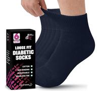 Debra Weitzner Mens Womens Diabetic Socks - Crew or Ankle Length - Cotton - Black, White or Grey - 6 Pairs - NAVY - Mens 13-15/ Fits men's shoe size 9-14