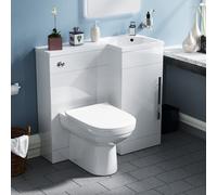 Debra White L-Shape RH Small 900mm Vanity Unit Sink Toilet Bathroom - Flat Pack
