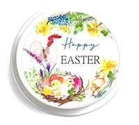 Debs Kitchen Cakes Easter Cake Topper - Happy Easter Cake Decoration - 7" Round - Edible Icing - Spring Flowers Chicks Chicken Flower Daffodil Scene Toppers