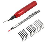 Deburring Tool Kit, Deburring Cutter with 15 Replacement Blades, Precision Edge Burr Removal on Copper, Iron, Brass, and PVC Plumbing Pipes, 3D Printing Plastics, Resin Art, and Metal Work