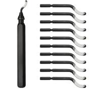 Deburring Tool Set, Reusable Deburring Tool 3D Printing With 10 High Speed Steel Swivel Blades for Metal Copper Plastic PVC Pipes 3d Printed Edges (1 Black Handle)