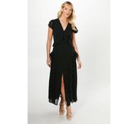 Debut London By Coast Flutter Sleeve Dobby Mesh Button Through Midi Dress Debut London Black 8