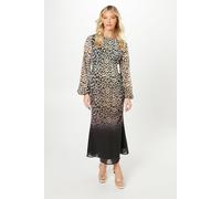 Debut London Women's By Coast Animal Print Blouson Sleeve Georgette Midi Dress | Size: 10 Debut London Multicolor 10