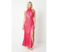 Debut London Women's by Coast Halterneck Satin Midi Dress in Pink | Size: 8 Debut London Pink 8