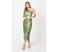 Debut London Women's by Coast Metallic Jersey One Shoulder Dress in Olive | Size: 10 Debut London Olive 10