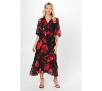 Debut London Women's By Coast Printed Chiffon Tiered Wrap Dress | Size: 10 Debut London Multicolor 10