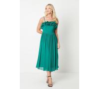 Debut London Women's by Coast Ruffle Detail Midi Dress in Green | Size: 8 Debut London Green 8