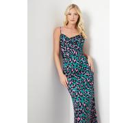 Debut London Women's by Coast Satin Animal Printed Slip Dress in Green | Size: 8 Debut London Green 8