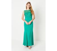 Debut London Women's by Coast Slash Neck Open Back Applique Prom Dress in Emerald | Size: 8 Debut London Emerald 8