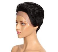 DÉBUT short lace front wigs human hair wigs Pixie wigs Brazilian Virgin Hair 9 inches 79g Natural Black