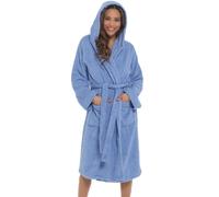 A2Z Ladies 100% Cotton Towelling Bathrobe Hooded Spa Dressing Gown | Soft Absorbent Cotton Bathrobe with Hood, Belt and Pockets for Home Use