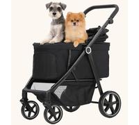 DEC-MEC Dog Stroller for Large & Medium Dogs Up to 66lbs, (Black, M)