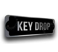 Deca Moda Key Drop Sign, Signs for Business, Door Signs, Key Drop Signs, Key Drop, Silver Finish, 9 x 3 inches