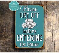 Deca Moda PLEASE DRY OFF before entering house, Pool Rules Signs, Please Dry Off Sign, Vintage style