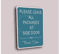 Deca Moda Please Leave Packages at Side Door Sign, Packages Sign, Deliveries Sign, Please Leave Packages Signs, 12 x 8 inches, Premium Grade Outdoor Signs, Rust and Fade Resistant
