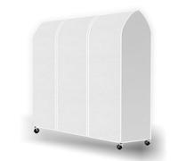 DecacnX Clothes Rail Cover 6FT Dustproof Breathable Garment Rail Cover Double Protective Zip for Easy Access, Premium Fabric 180cm Wide for Wardrobe Clothing Rail, White