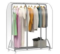 DecacnX Transparent Clothes Rail Cover 4FT Dustproof Breathable Garment Rail Cover Double Protective Zip for Easy Access, Waterproof PEVA 120cm Wide for Wardrobe Clothing Rail