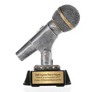 Decade Awards Microphone Trophy, Silver | Engraved Mic Drop Award - 6 Inch Tall - Engraved Plate on Request