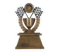 Decade Awards Racing Checkered Flag Trophy | Racing Award - 7 Inches Tall - Racing Cup Award