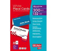 DECAdry Place Cards for Folding 200gsm 6 per A4 Sheet 85x46mm when Folded - Ref OCB3713-3 (Pack of 1(132 Cards)
