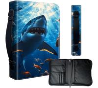 Decahouy Bible Cover Case for 9.5 x 6.7 in Large Print & Study Bibles - Waterproof PU Leather with Zipper, Handle & Pen Holder - Christian Gift for Men & Women,Great White Shark