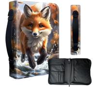 Decahouy Bible Cover Case for 9.5 x 6.7 in Large Print & Study Bibles - Waterproof PU Leather with Zipper, Handle & Pen Holder - Christian Gift for Men & Women,Cute Fox Running in Forest