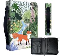 Decahouy Bible Cover Case for 9.5 x 6.7 in Large Print & Study Bibles - Waterproof PU Leather with Zipper, Handle & Pen Holder - Christian Gift for Men & Women,Cute Fox in Garden