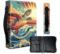 Decahouy Bible Cover Case for 9.5 x 6.7 in Large Print & Study Bibles - Waterproof PU Leather with Zipper, Handle & Pen Holder - Christian Gift for Men & Women,Colorful Sea Turtle