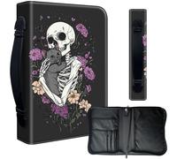 Decahouy Bible Cover Case for 9.5 x 6.7 in Large Print & Study Bibles - Waterproof PU Leather with Zipper, Handle & Pen Holder - Christian Gift for Men & Women,Skeleton Holding a Cat