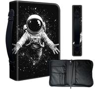 Decahouy Bible Cover Case for 9.5 x 6.7 in Large Print & Study Bibles - Waterproof PU Leather with Zipper, Handle & Pen Holder - Christian Gift for Men & Women,Astronaut and Starry sky