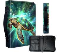 Decahouy Bible Cover Case for 9.5 x 6.7 in Large Print & Study Bibles - Waterproof PU Leather with Zipper, Handle & Pen Holder - Christian Gift for Men & Women,Elegant Green Sea Turtle